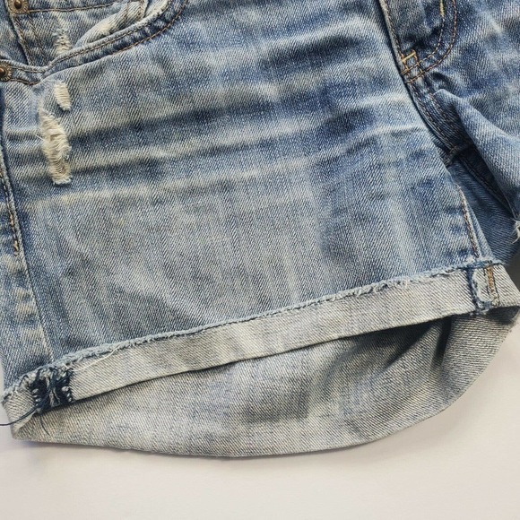 American Eagle Destroyed Denim Jean Shorts Size 6 Distressed - Picture 5 of 12